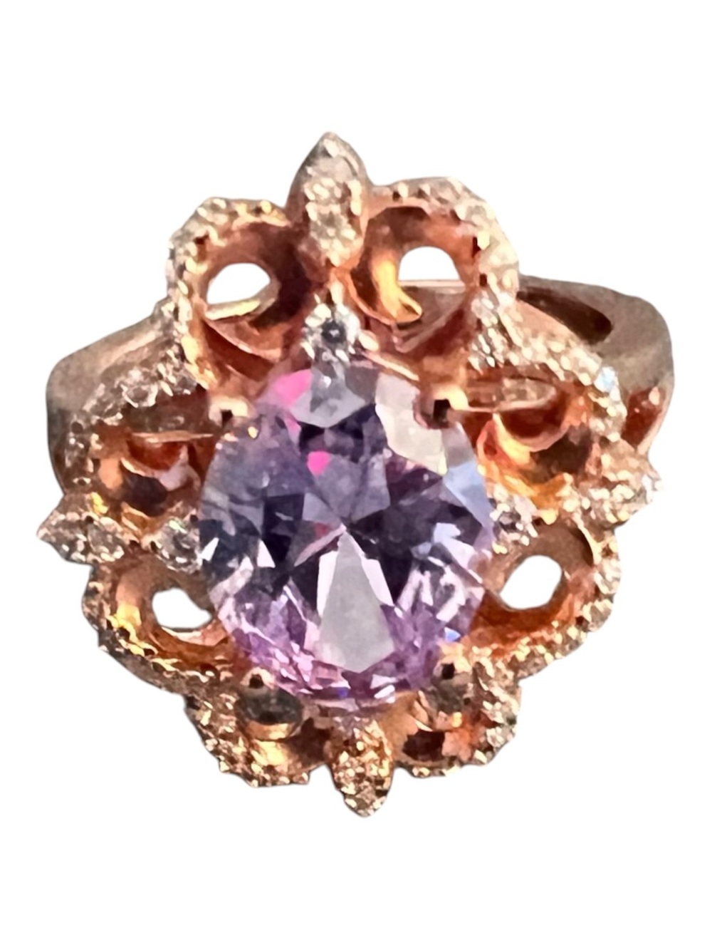 Kunzite CZ Rose Gold Ring Size 6